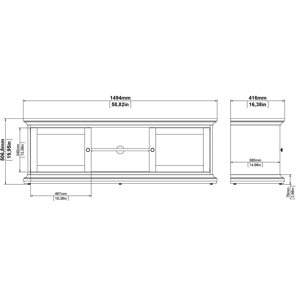 Florence Paris 2 Door 2 Shelf Matt Grey TV Unit Image 8