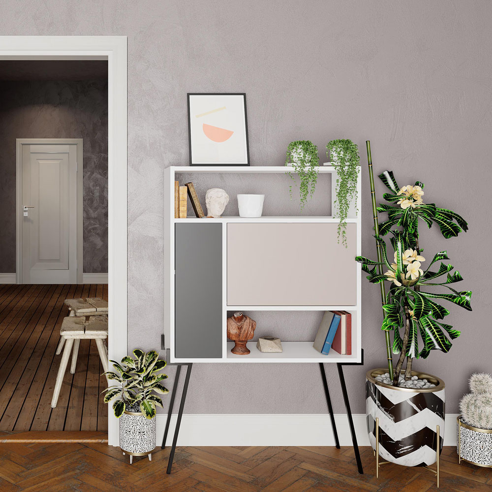 Decortie Tatti Laptop Desk with Shelf White and Mocha Grey Image 6