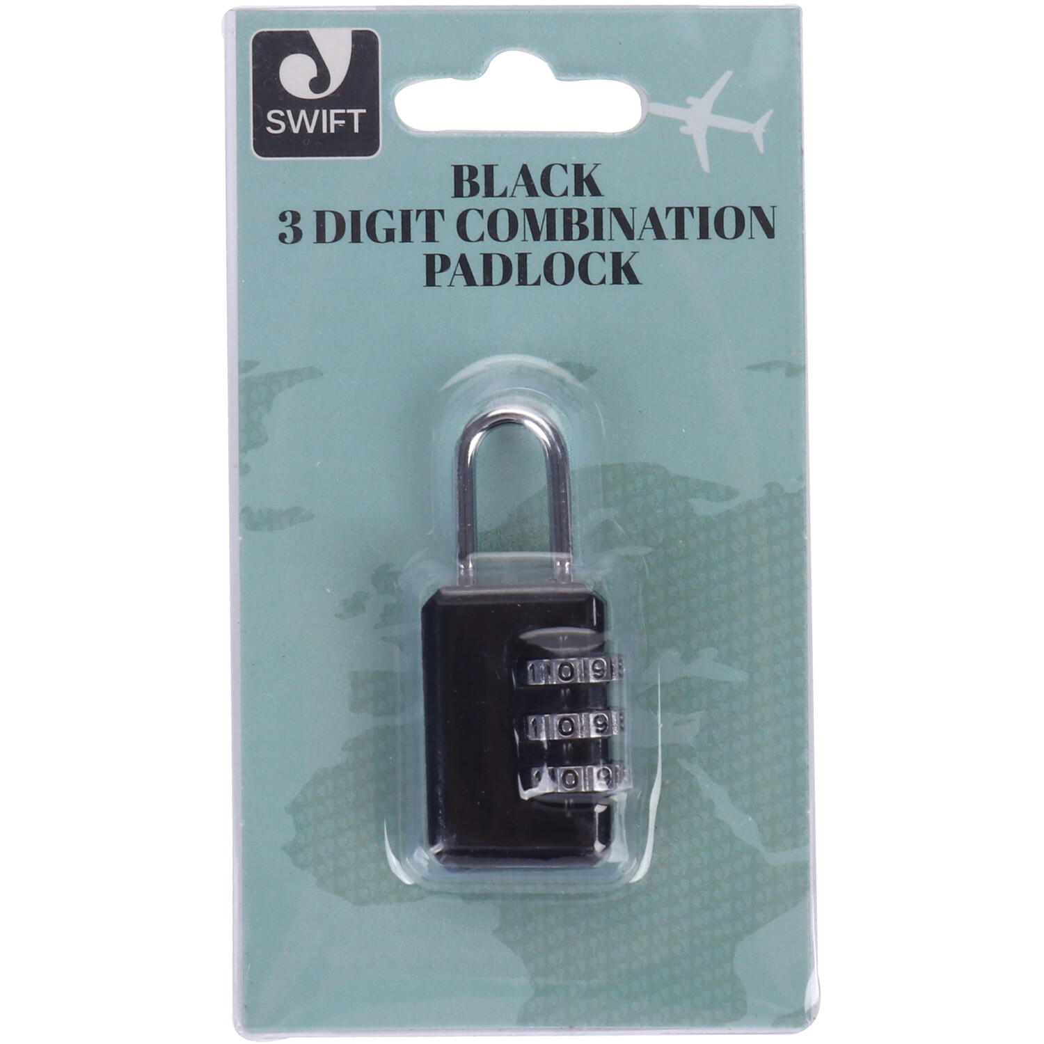 Swift 3 Digit Black Combination Padlock Image 1