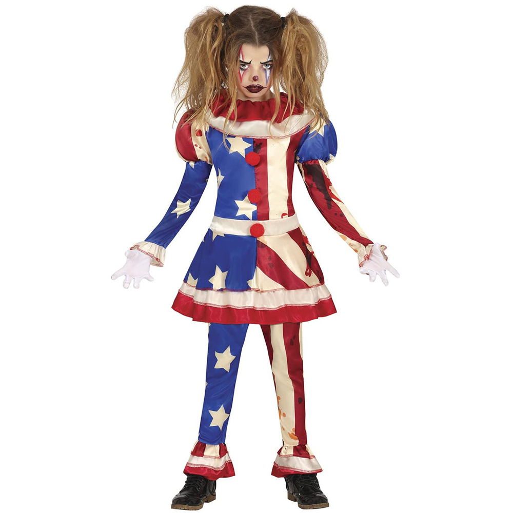 Fiestas Guirca Blue and Red Patriot Clown Halloween Costume 5 to 6 Years Image 1