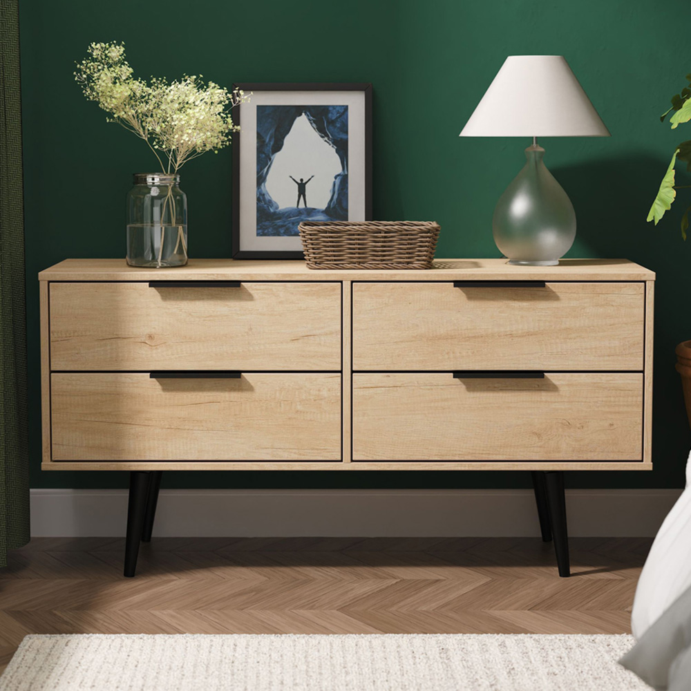Crowndale Hong Kong 4 Drawer Nebraska Oak Bed Box Ready Assembled Image 1