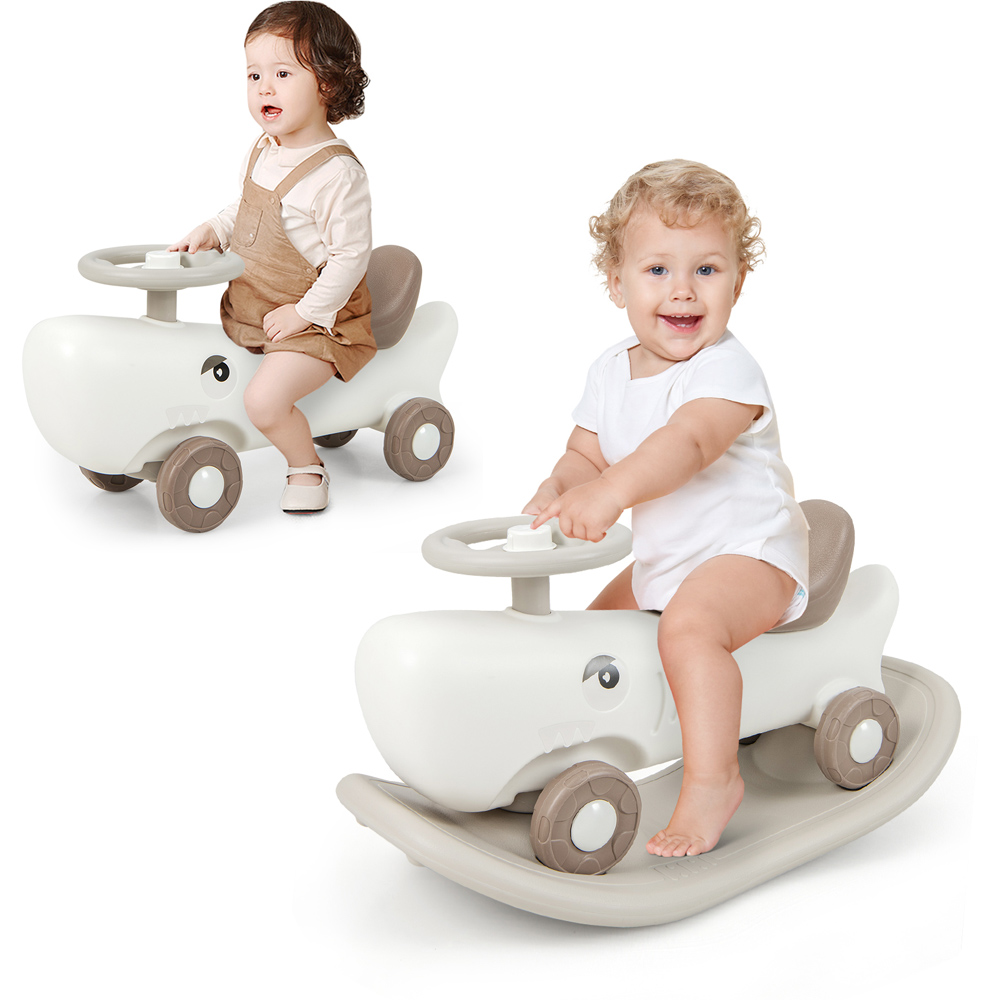 Costway Kids White 3 in 1 Convertible Rocking Horse Image 3