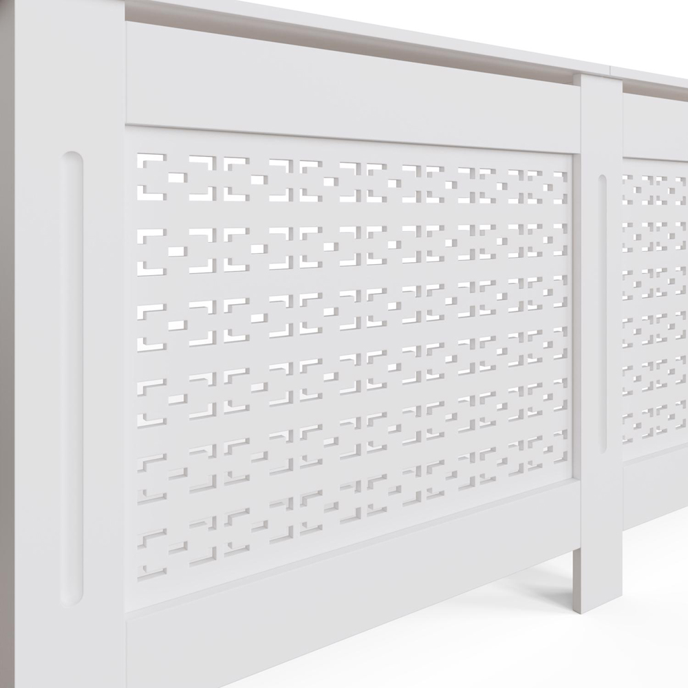FWStyle White Geometric Pattern MDF Radiator Cover XL Image 4