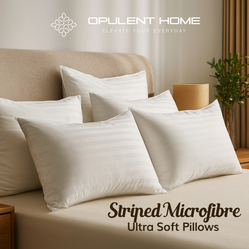 Opulent Home White Striped Medium-Firm Anti-Allergy Pillow 2 Pack Image 4