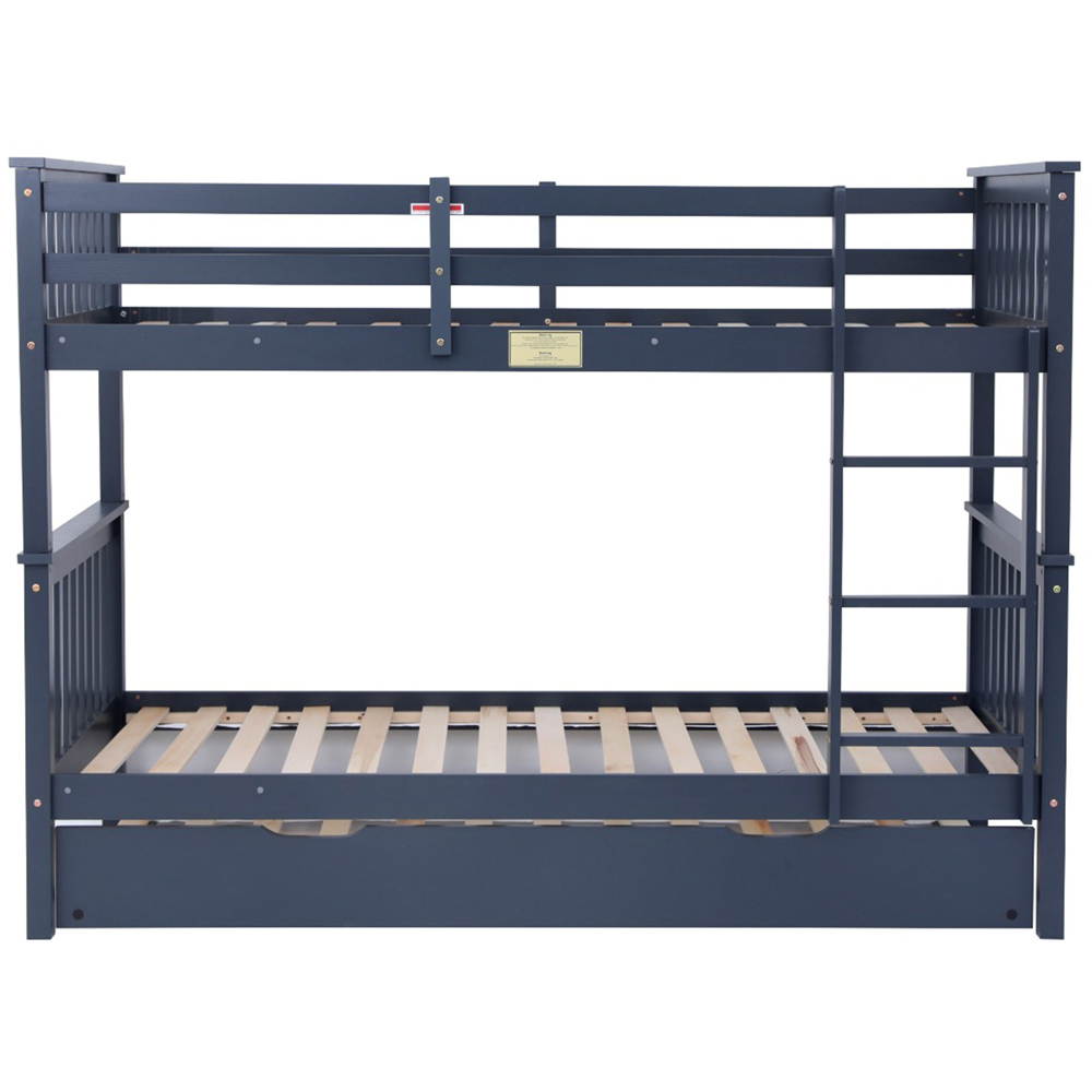 Flair Wooden Grey Zoom Bunk Bed with Trundle Image 3