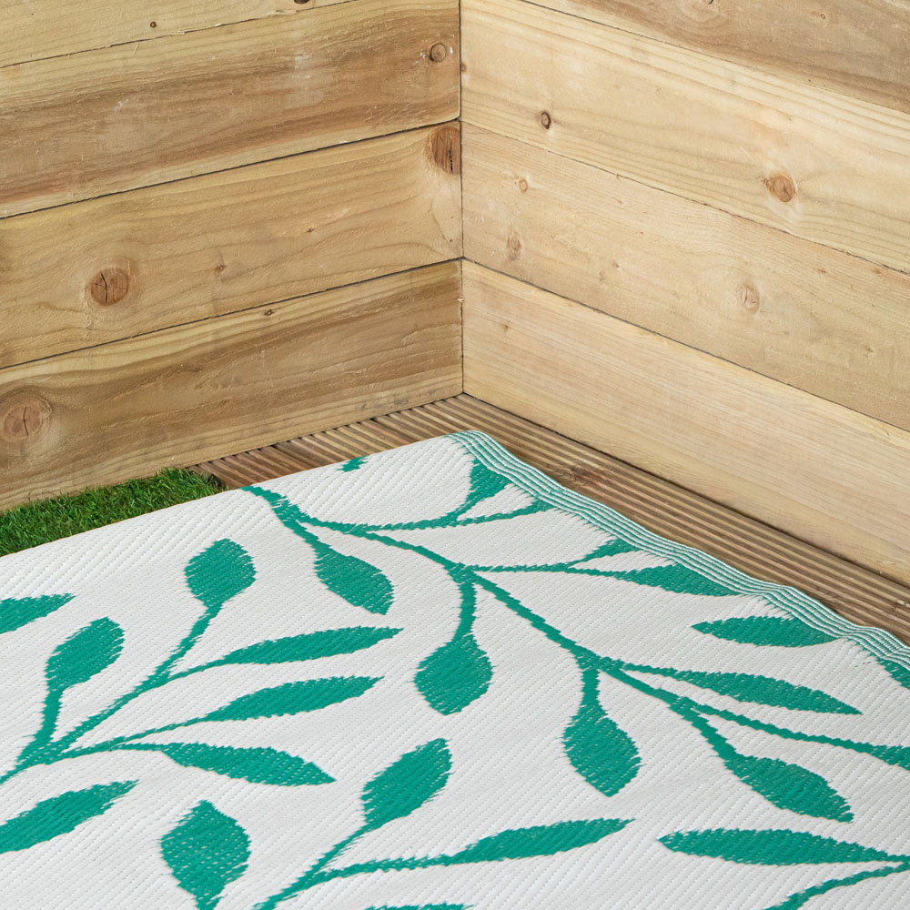 Samuel Alexander Green Leaves Large Outdoor Rug Mat 150 x 210cm Image 5