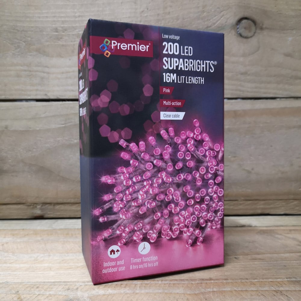 Premier SupaBrights 200 Pink LED String Light 16m Image 9