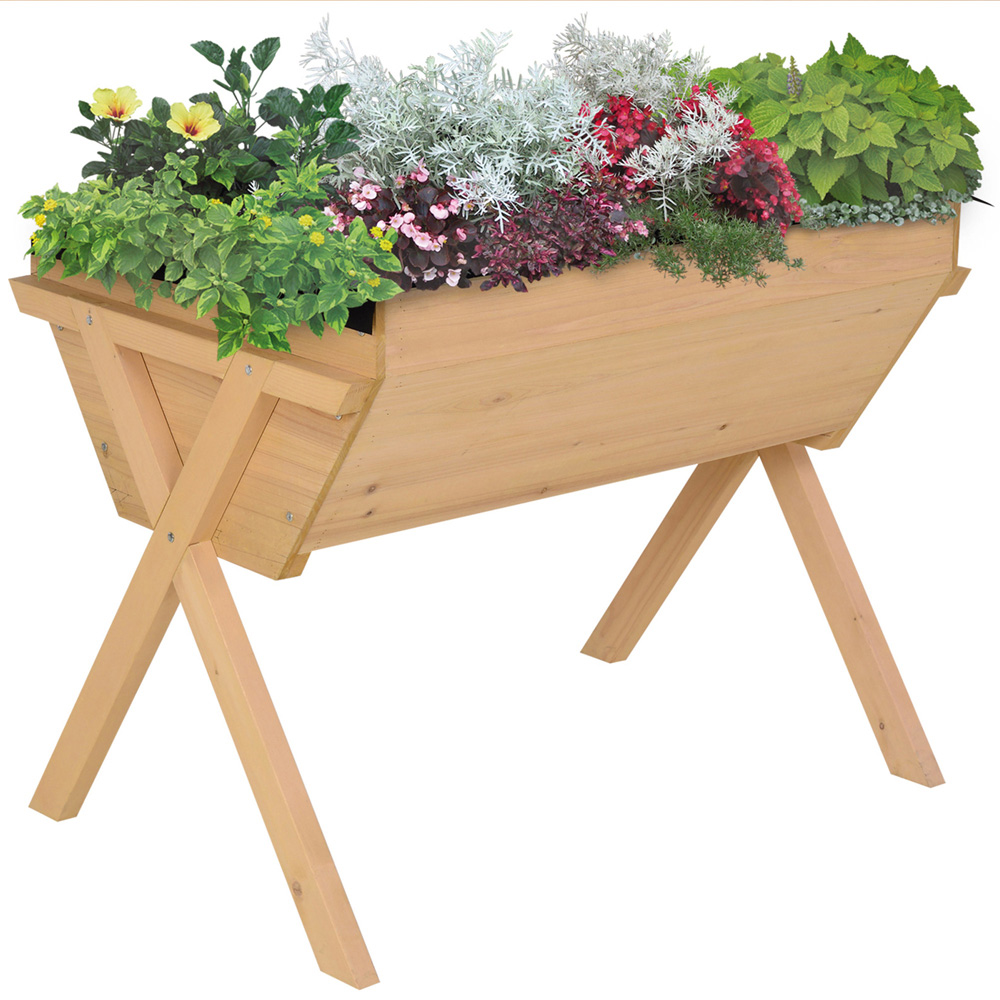 Outsunny Wooden Raised Planter Bed Stand 80 x 70 x 100cm Image 1