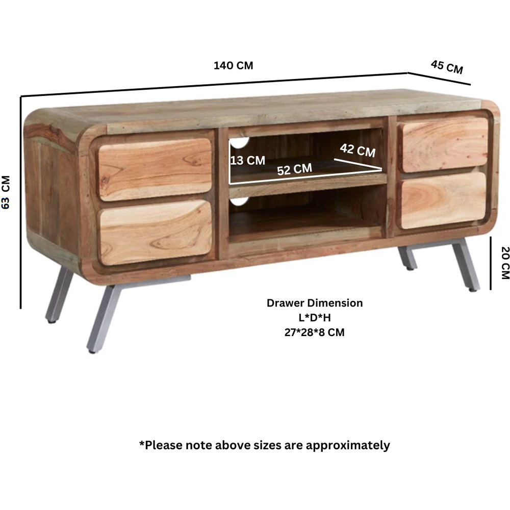 Brooklyn Aleiny 4 Drawer 2 Shelf Wooden Plasma Media Unit Image 5