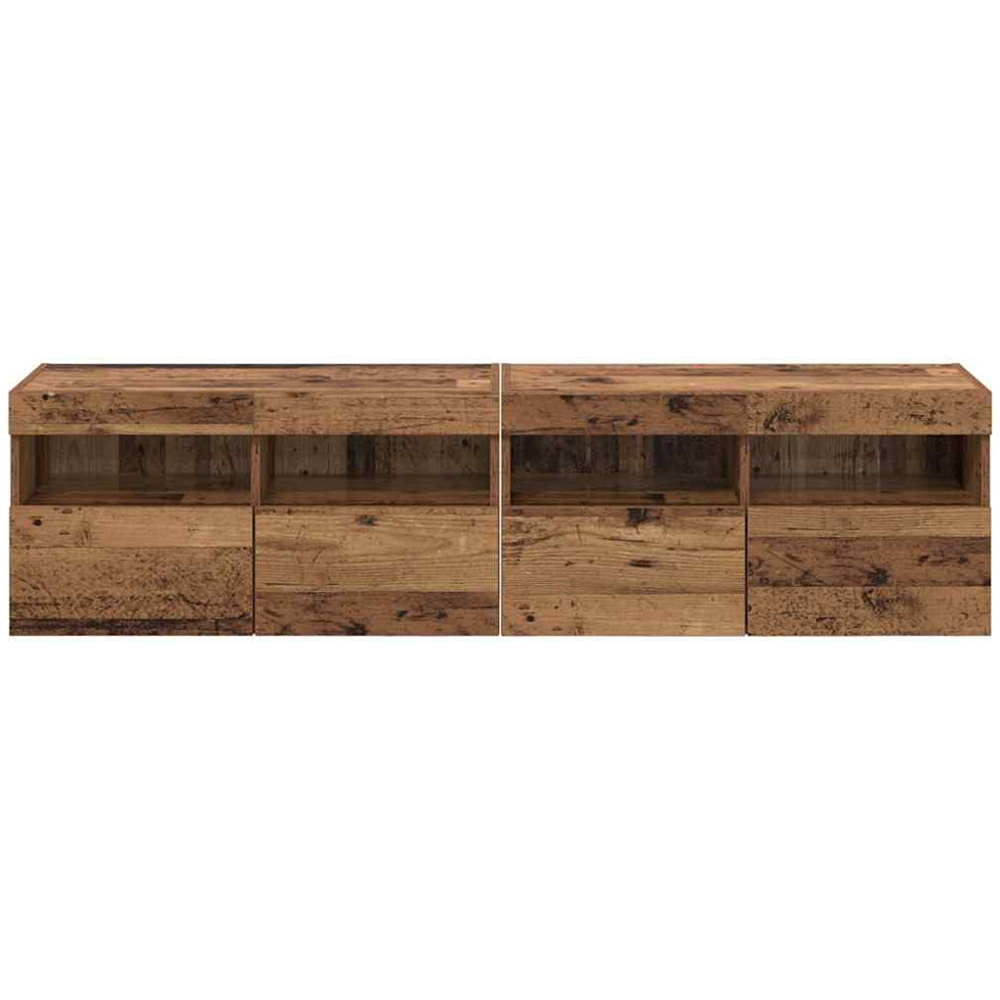 vidaXL 2 Door 2 Shelf Old Wood Wall Mounted TV Cabinet with LED Light 2 Pack Image 8