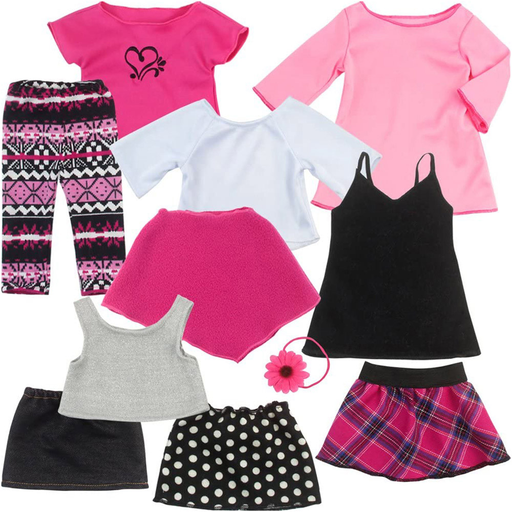 Teamson Kids Sophia's Pink Spring Themed 11 Piece Doll Outfit and Accessory Set Image 1