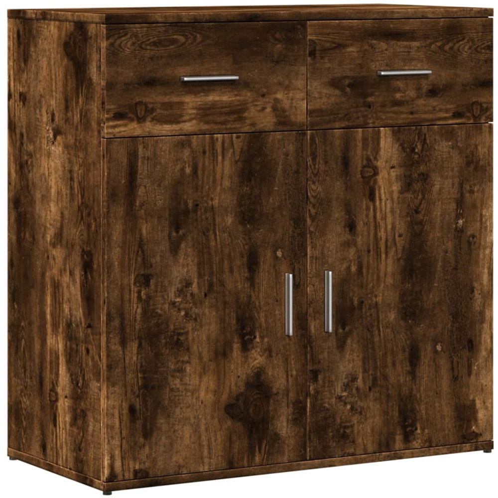 vidaXL 2 Door 2 Drawer Smoked Oak Sideboard Image 2