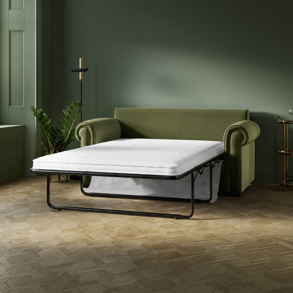 Jay-Be Heritage 2 Seater Luxe Velvet Bottle Green Sofa Bed with e-Pocket Mattress Image 4