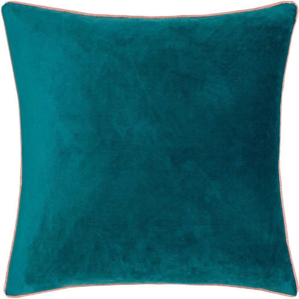 Furn Meridian Teal and Blush Velvet Cushion 45 x 45cm Image 1