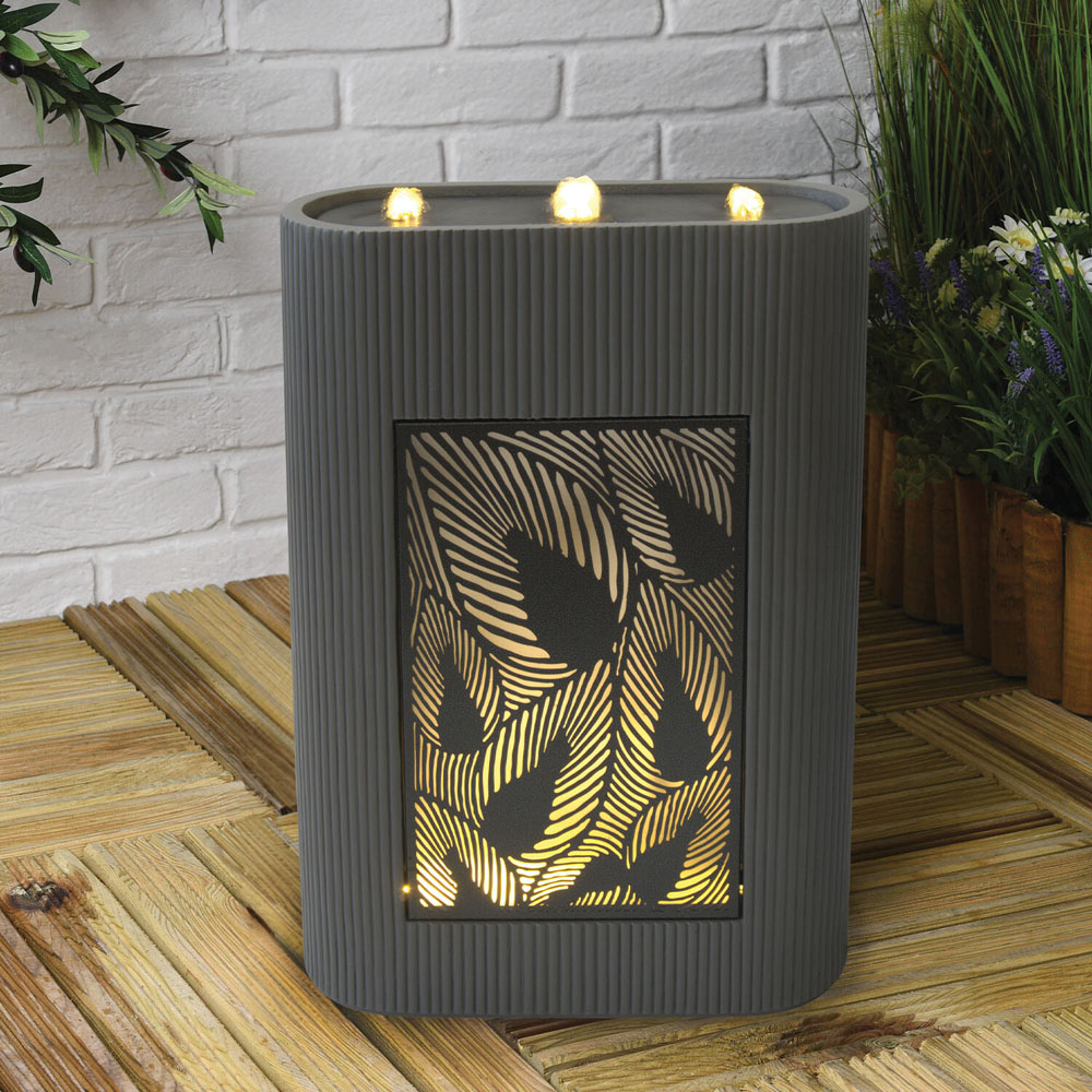 Fern Cut Out Water Feature - Grey Image 2