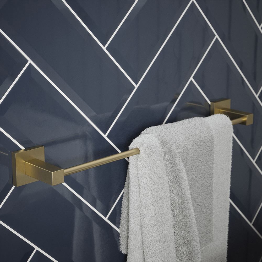 Rothley Satin Brass Square Towel Rail 450mm Image 2