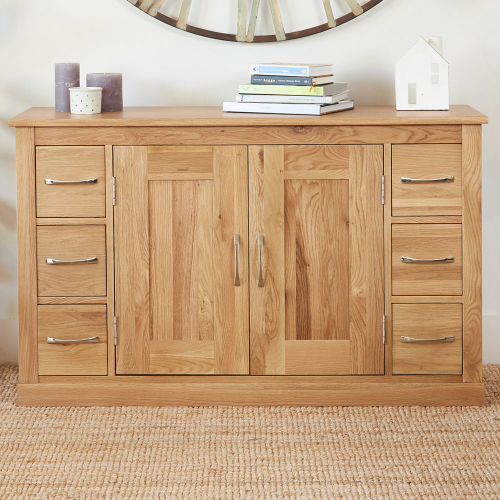 Baumhaus Mobel 2 Door 6 Drawer Oak Sideboard Image 1
