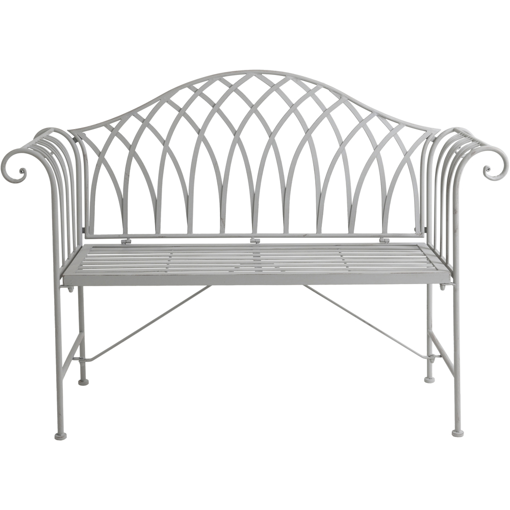 Charles Bentley 2 Seater Grey Decorative Rustic Metal Garden Bench Image 5