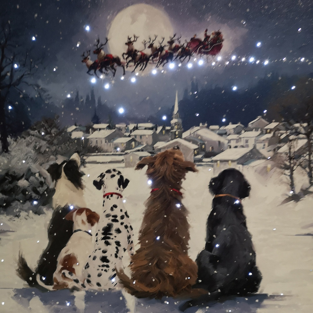 Samuel Alexander Snowtime Christmas Dogs Light Up Wall Art 30 x 40cm Image 3