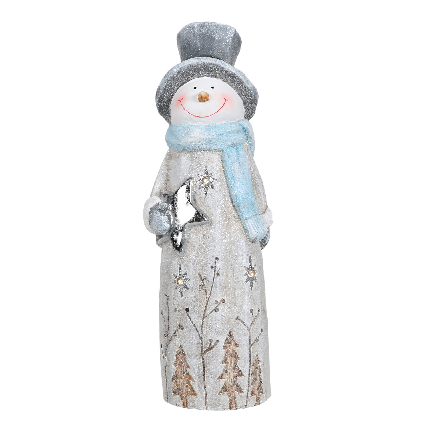 LED Frosted Snowman Ornament - Grey Image 2