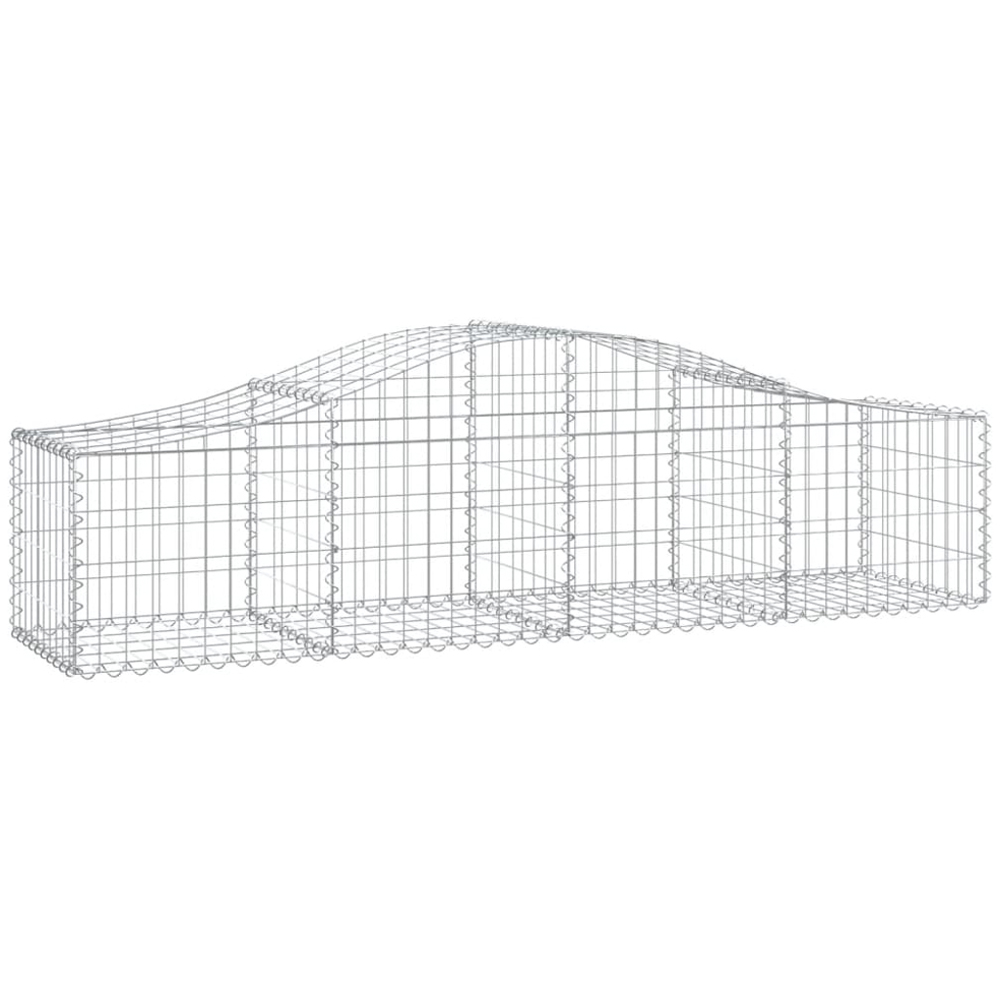 vidaXL Silver Galvanised Iron Arched Gabion Basket 200 x 50 x 40/60cm 9 Pack Image 1