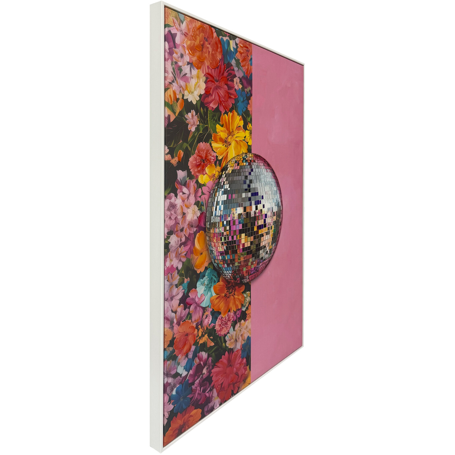 Floral Reflective Disco Ball Framed Art Pink Image 3