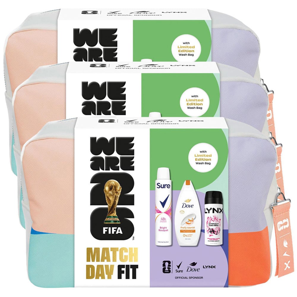 Sure FIFA Match Day Fit Bodywash and Bodyspray with Wash Bag Gift Set for Her 3 Pack Image 1