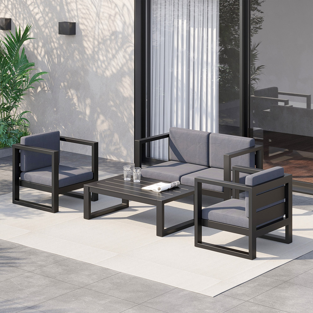 Outsunny Grey Rattan Sofa Seat Cushion Cover 8 Pack Image 2