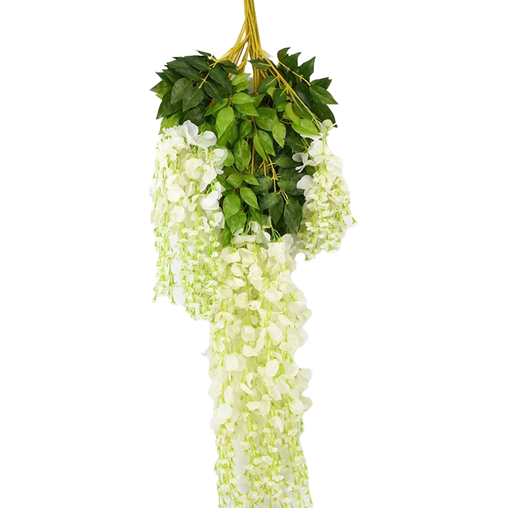 Living and Home White Wisteria Hanging Vines 12 Pack Image 1