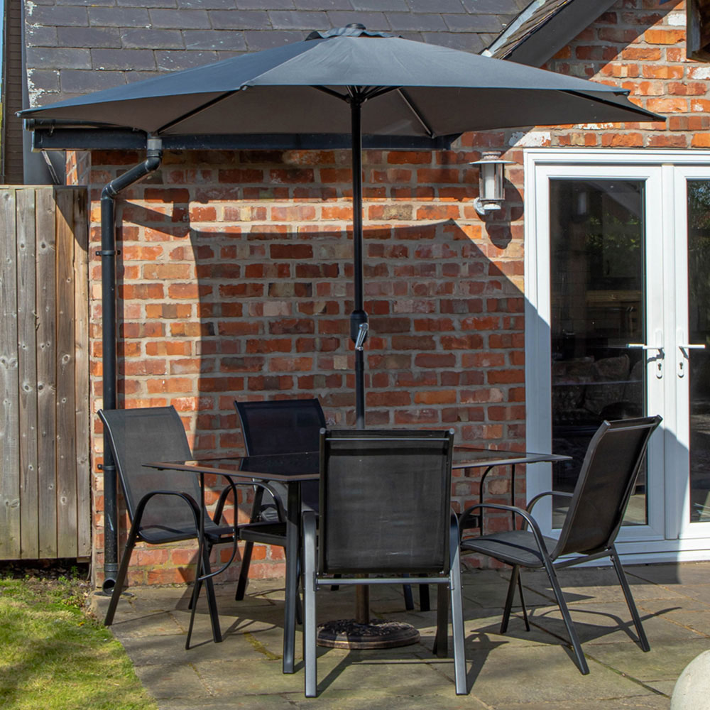 Samuel Alexander 4 Seater Glass Top Garden Dining Table with Grey Havana Parasol and Base 2.7m Image 7