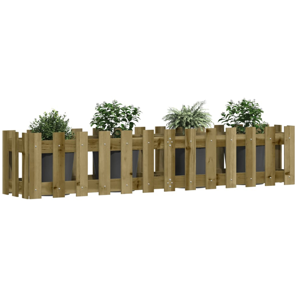 vidaXL Natural Impregnated Pine Wood Fence Design Raised Garden Bed 30 x 30 x 150cm Image 2