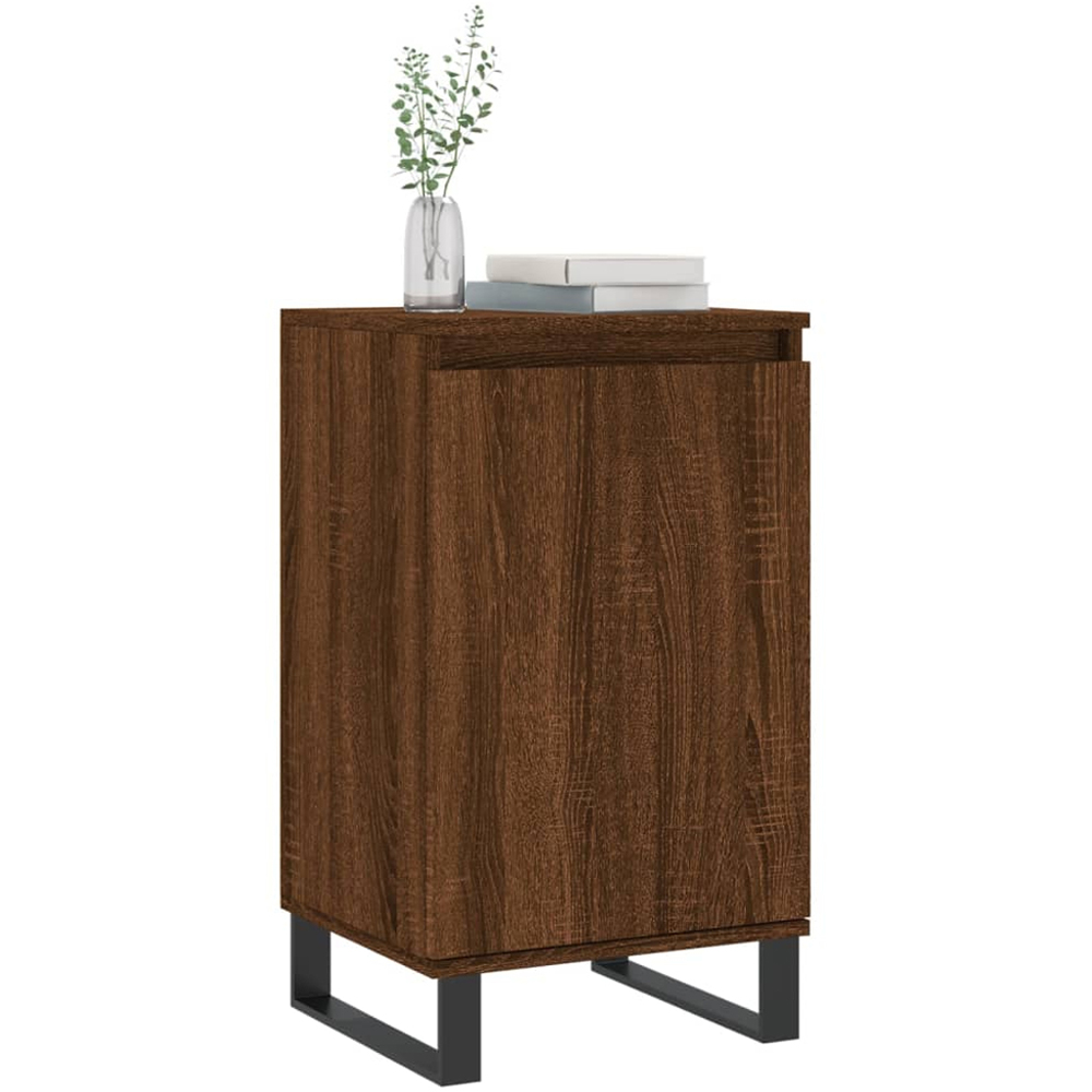 vidaXL Single Door Brown Oak Sideboard Set of 2 Image 3
