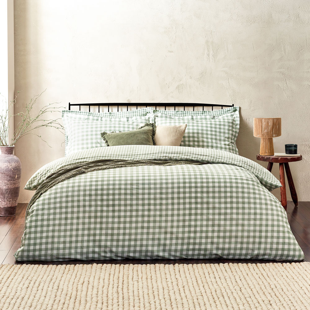 Yard Barton Double Forest Check Printed 144 Thread Count Duvet Cover and Pillowcase Set Image 4