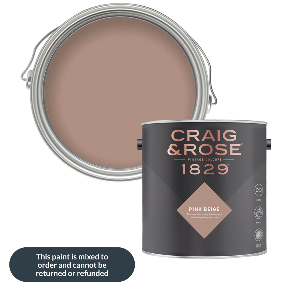 Craig & Rose Walls and Ceilings Pink Beige Chalky Emulsion Paint 5L Image 1