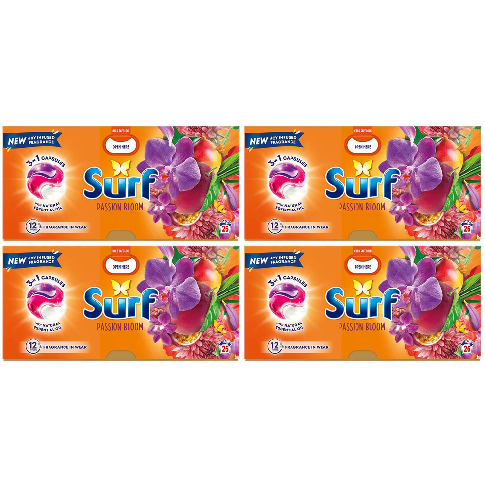 Surf 3 in 1 Passion Bloom Washing Capsules 26 Washes 4 Pack Image 1
