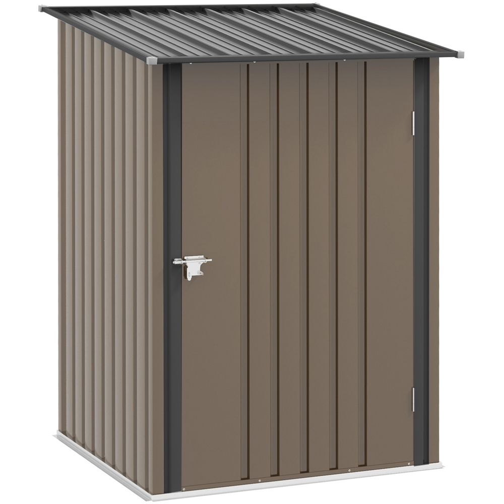 Outsunny 3.1 x 3.2ft Brown Metal Garden Storage Shed with Lockable Door Image 1