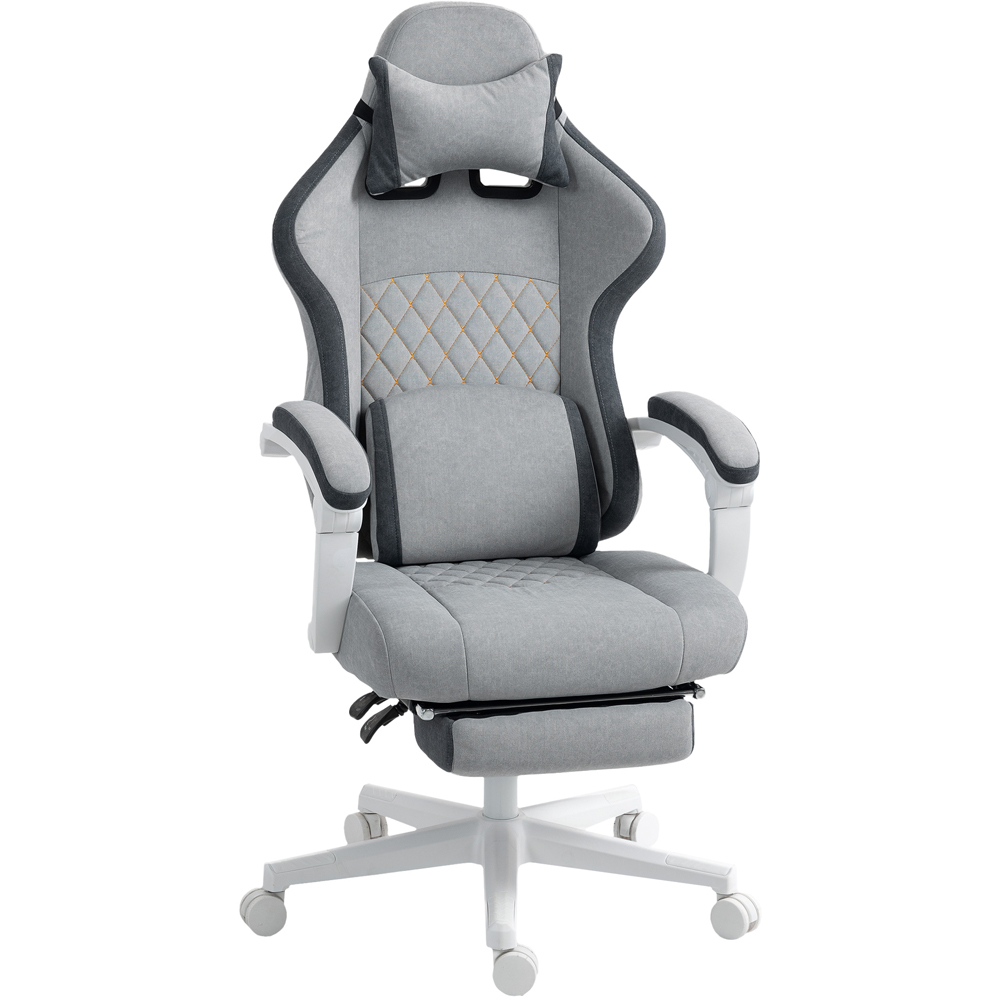 HOMCOM Grey Printed Velvet Adjustable Height Recliner Chair Image 2