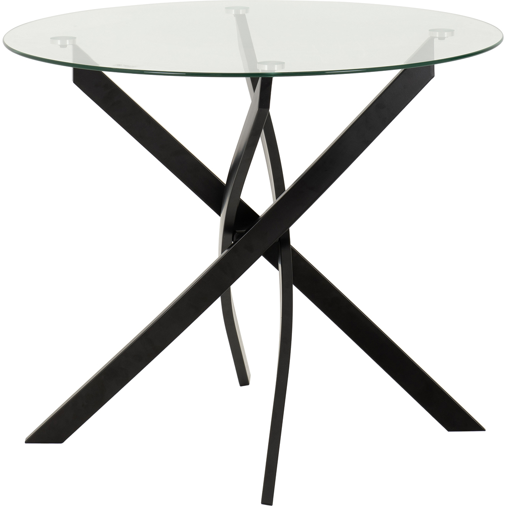 Seconique Sheldon Round Glass Top Dining Table Black Image 3