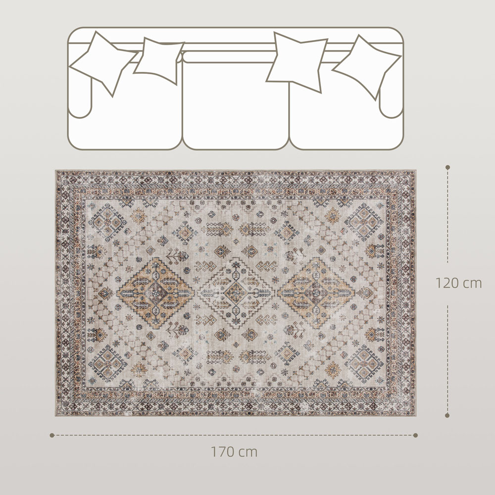 HOMCOM Beige Flannel Non Slip Rug 120 x 170cm Image 9