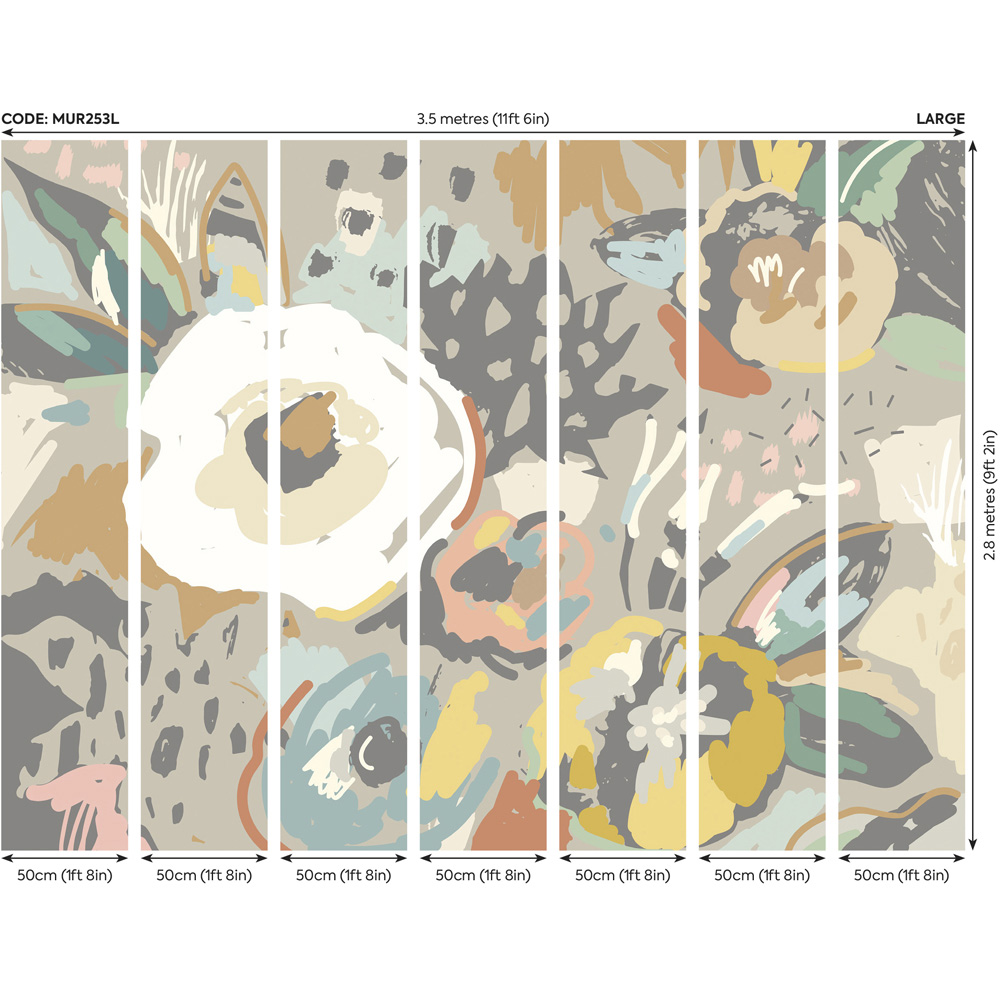 Origin Murals Abstract Floral Grey Wall Mural Image 3