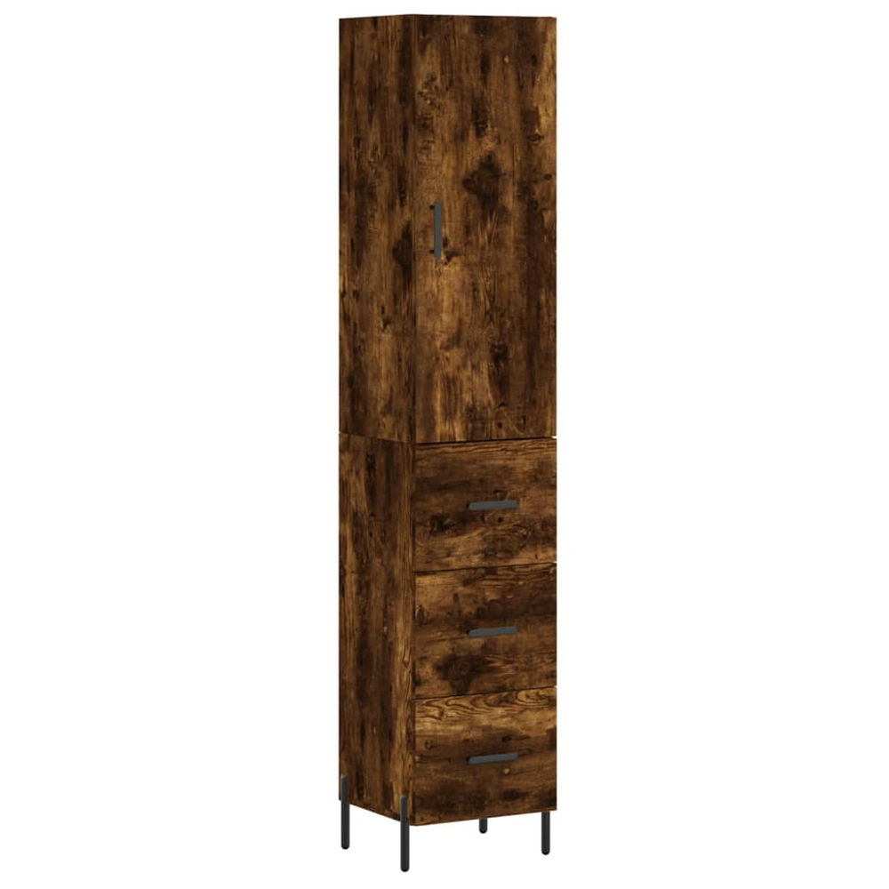 vidaXL Single Door 3 Drawer Smoked Oak Highboard Image 2