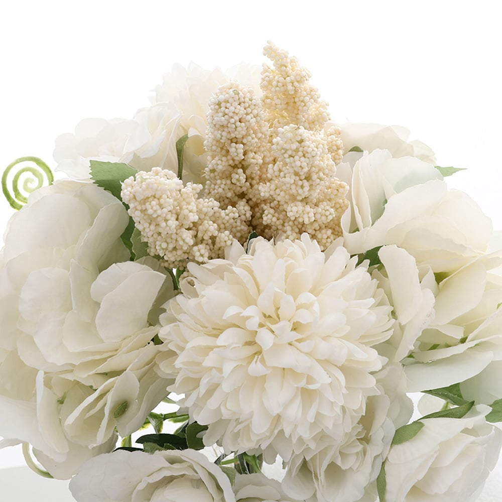 Living and Home White Artificial Mixed Flowers Bouquet 20cm Image 4