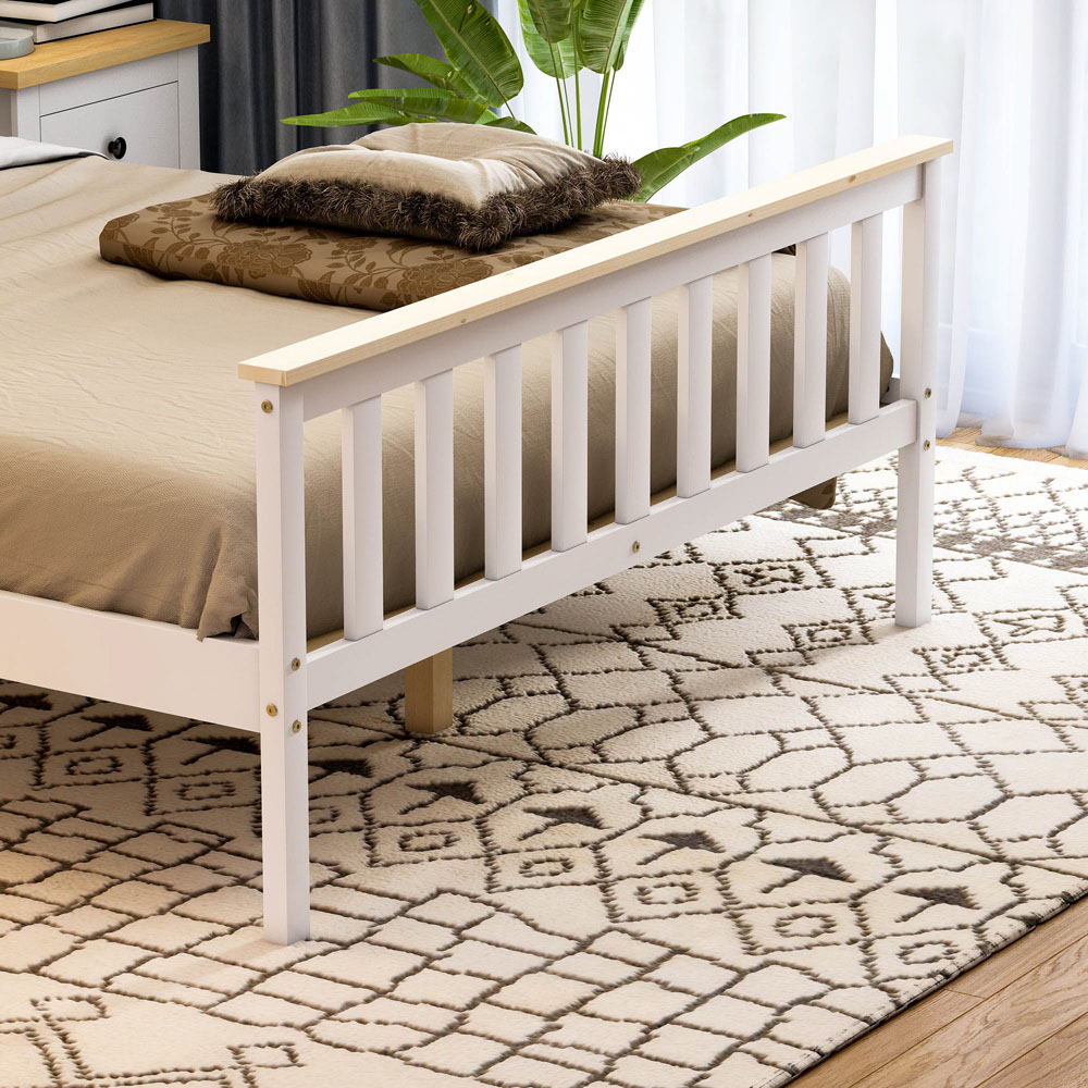 Vida Designs Milan Double White and Pine High Foot Wooden Bed Frame Image 4