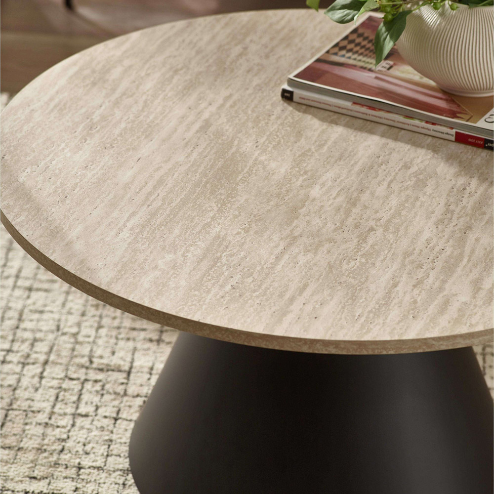 Julian Bowen Elgon Black Travertine Effect Coffee and Lamp Table Set Image 8