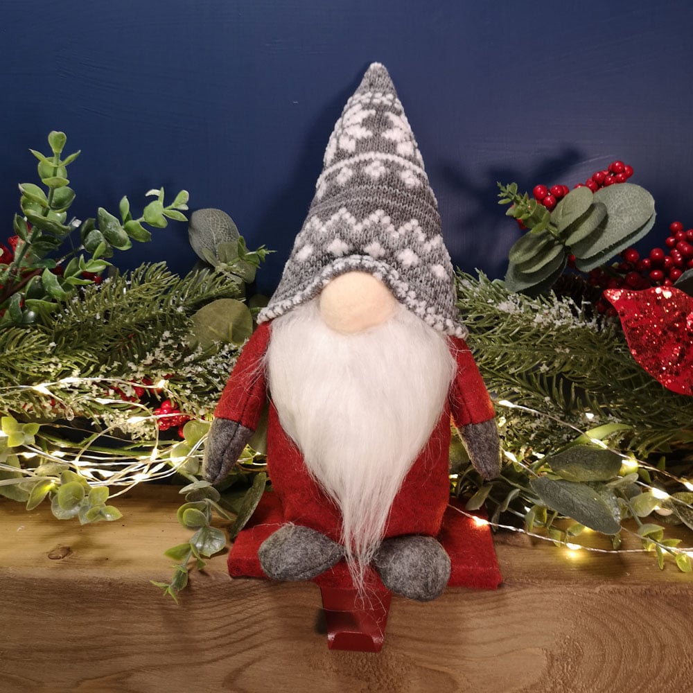 Samuel Alexander Red Plush Gnome Stocking Holder Christmas Decoration 30cm Image 2