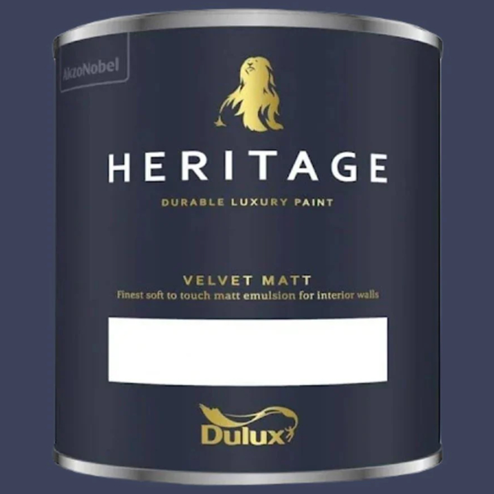 Dulux Heritage Walls and Ceilings DH Oxford Blue Velvet Matt Emulsion Paint 1L Image 2