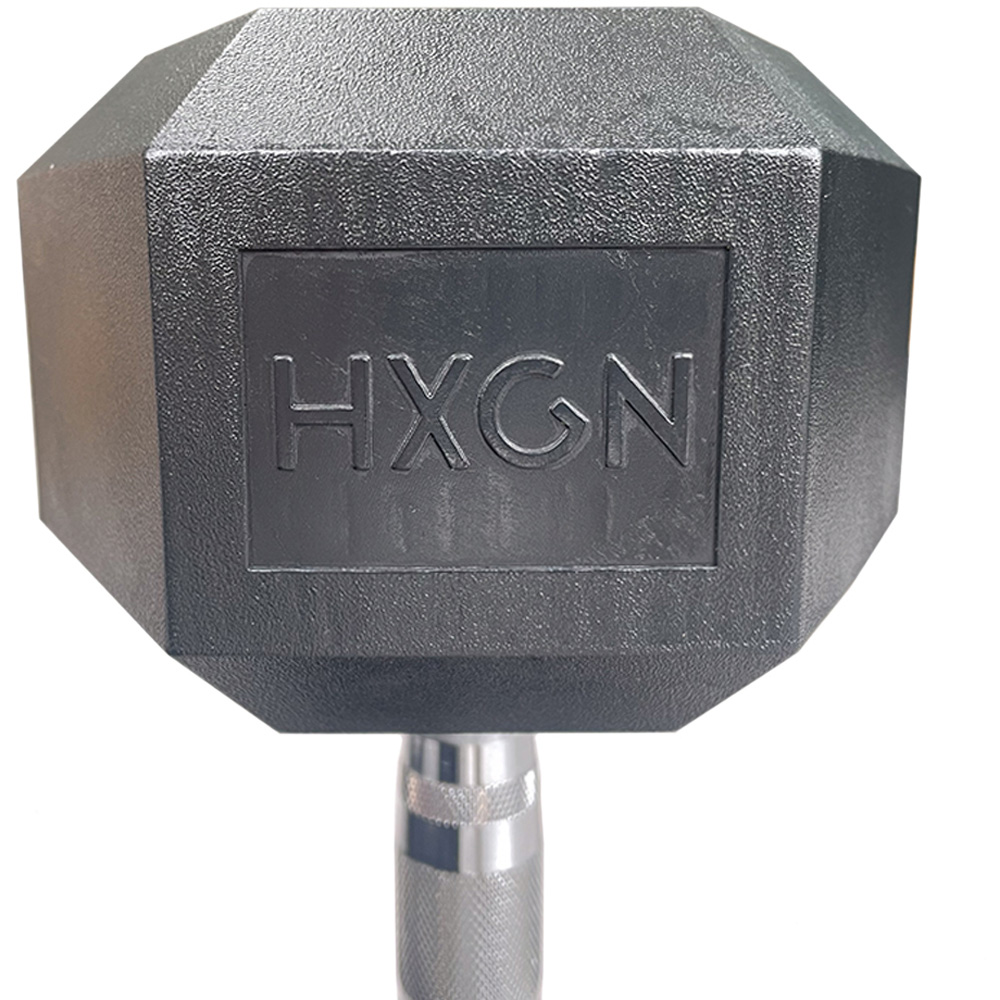 HXGN Pro Hex Black Dumbbell 25kg 2 Pack Image 4