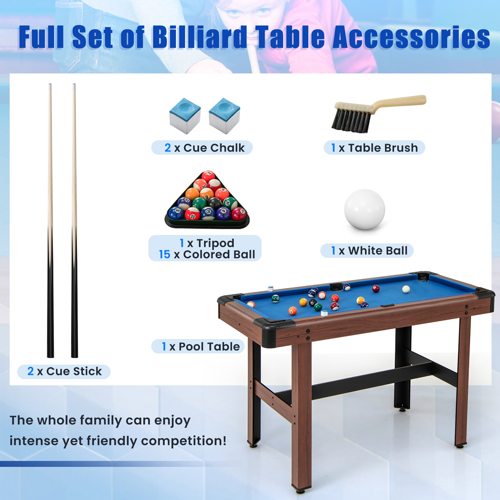 Costway Blue Wooden Pool Table Image 8