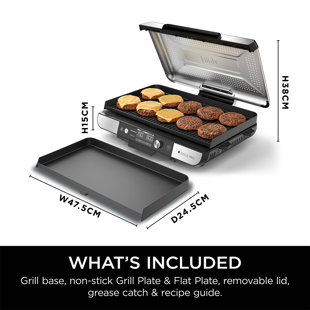 Ninja Sizzle Pro XL GX101UK Silver and Black Grill and Flat Plate Image 9