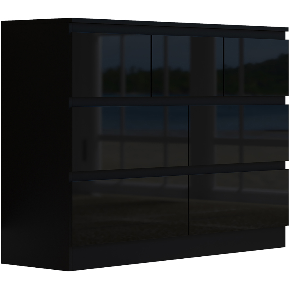 FWStyle Stora Merchant 7 Drawer Black Gloss Chest Of Drawers Image 2